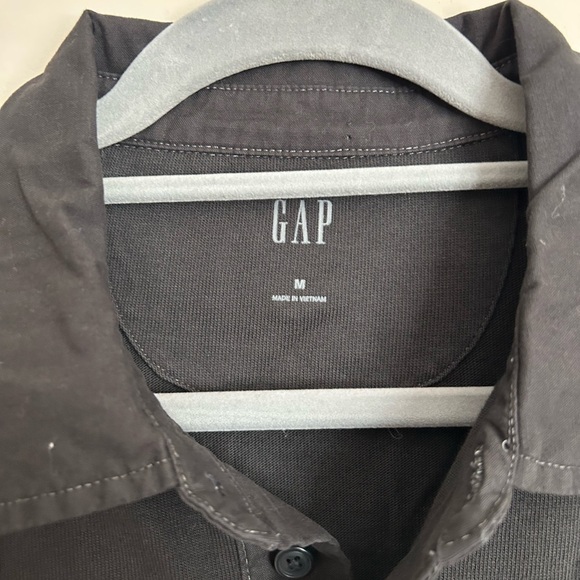 Gap Long Sleeve Polo Washed Black Size Medium - Picture 2 of 5